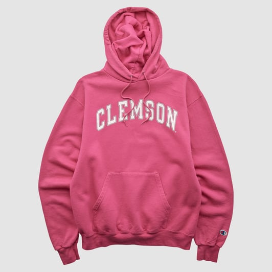Clemson Tigers Champion 2000s Hooded Pullover Sweatshirt - Pink - S by Fanatics Real Vintage