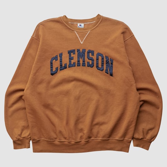 Clemson Tigers Champion 90s Pullover Sweatshirt - Clay - L by Fanatics Real Vintage