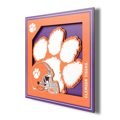 Clemson Tigers Fanpoint 12'' x 12'' 3D Logo Wall Art
