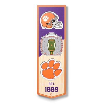 Clemson Tigers Fanpoint 6'' x 19'' 3D StadiumView Banner
