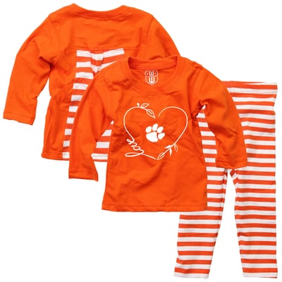 Clemson Tigers Wes & Willy Girls Infant Long Sleeve Top and Pant Set - Orange
