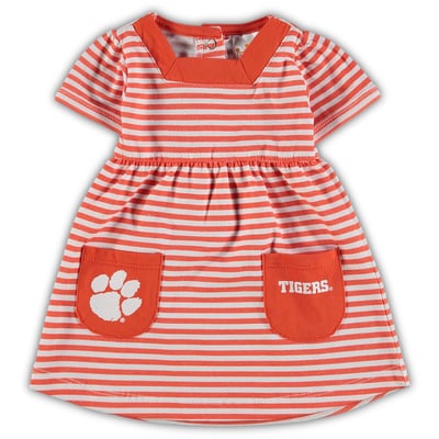 Clemson Tigers Little King Girls Toddler Square Neck Striped Dress - Orange