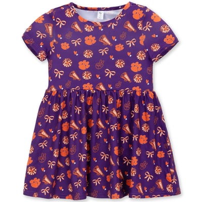 Clemson Tigers ZooZatz Girls Toddler All-Over Print Short Sleeve Dress - Purple