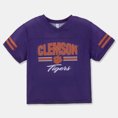 Clemson Tigers ZooZatz Girls Youth Mesh Jersey T-Shirt - Purple
