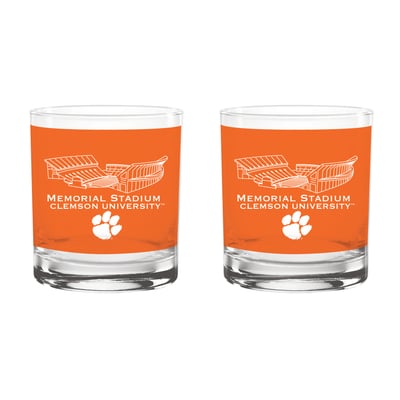 Clemson Tigers Indigo Falls Core Stadium Rocks Glass 2-Pack