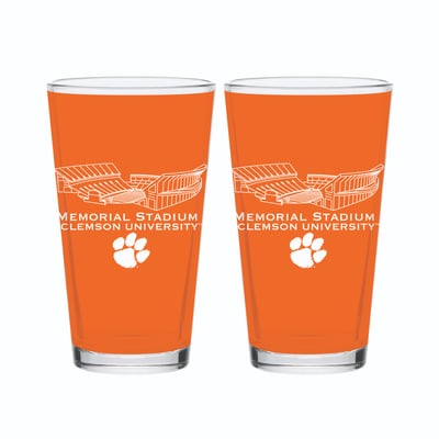  Clemson Tigers Indigo Falls Core Stadium Two-Piece 16oz. Pint Glass Set
