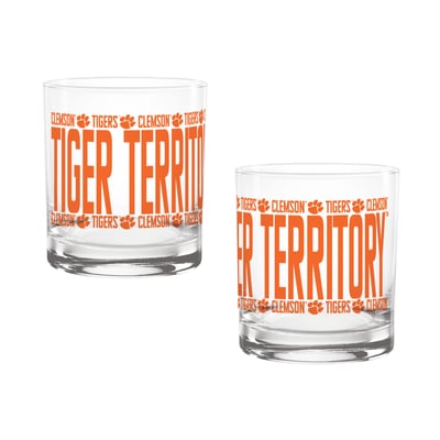 Indigo Falls Clemson Tigers Elevated Rocks Glass - Set of 2
