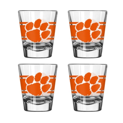 Clemson Tigers Logo Brands Four-Piece Stripe Shot Glass Set