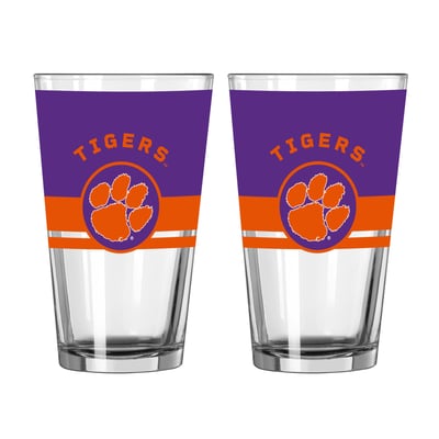 Clemson Tigers Logo Brands Two-Piece 16oz. Horizon Pint Glass Set