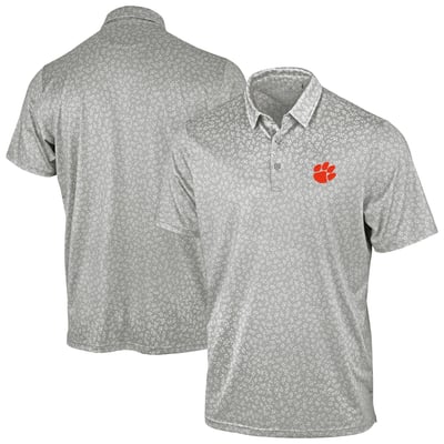 Clemson Tigers Antigua Mono Floral Polo - Gray