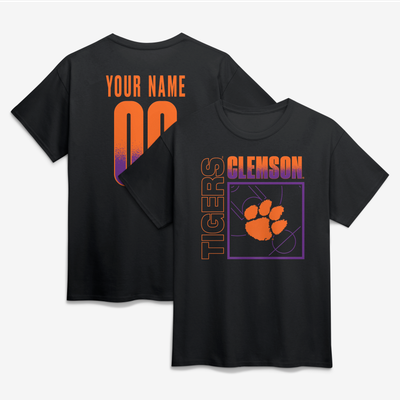 Clemson Tigers Big & Tall Home Court Pop Personalized Any Name & Number T-Shirt - Black