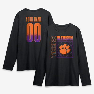 Clemson Tigers  Home Field Pop Personalized Any Name & Number Long Sleeve T-Shirt - Black