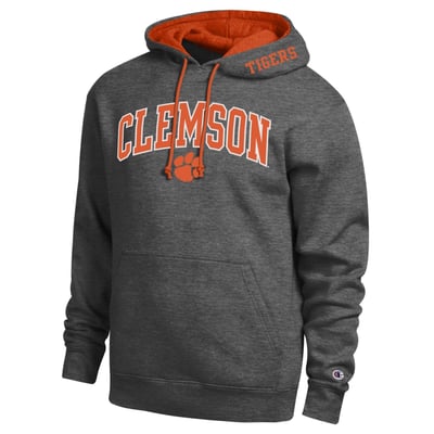  Clemson Tigers Champion Arch Tackle Twill Hoodie - Charcoal