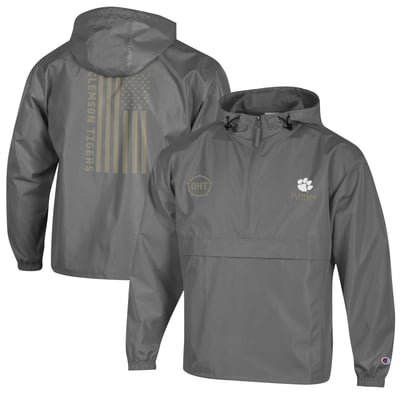  Clemson Tigers Champion OHT Flag Packable Jacket - Graphite