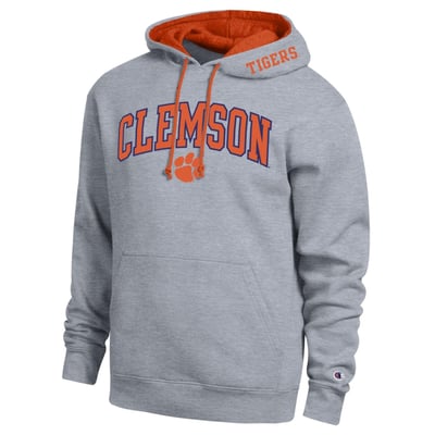  Clemson Tigers Champion Arch Tackle Twill Hoodie - Heather Gray