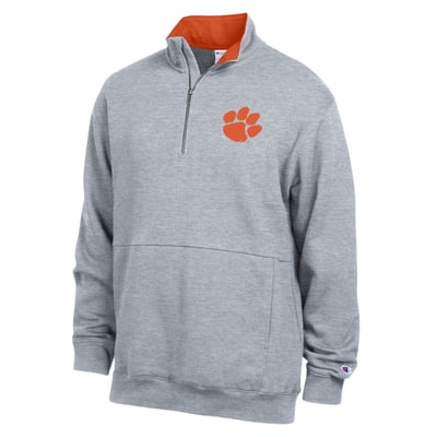  Clemson Tigers Champion Fleece Quarter-Zip Pullover - Heather Gray