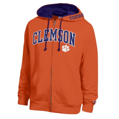 Clemson Tigers Champion Arch Logo Full-Zip Fleece Hoodie - Orange