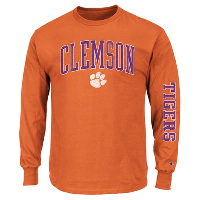 Clemson Tigers Champion Big & Tall Arch Over Logo Long Sleeve T-Shirt - Orange