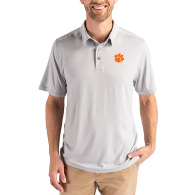 Clemson Tigers Cutter & Buck Coastline Epic Comfort Eco Recycled Polo - Gray