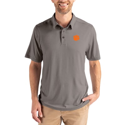 Clemson Tigers Cutter & Buck Coastline Epic Comfort Eco Recycled Polo - Gray