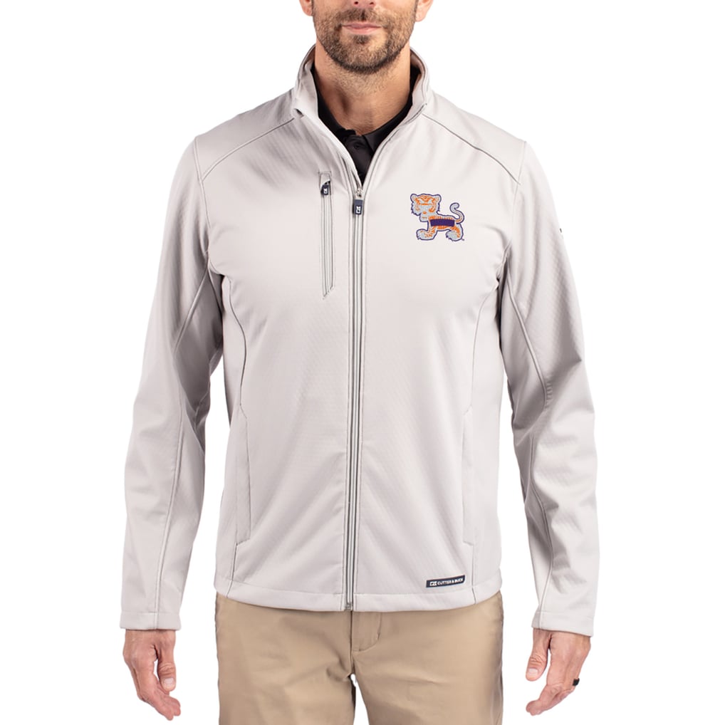 Clemson Tigers Cutter & Buck Evoke Eco Softshell Recycled Full-Zip Jacket - Gray