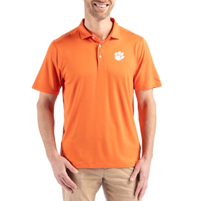 Clemson Tigers Cutter & Buck Coastline Epic Comfort Eco Recycled Polo - Orange