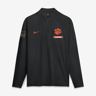 Clemson Tigers Nike 2026 Military Appreciation Stride Raglan Dri-FIT Half-Zip Pullover - Black