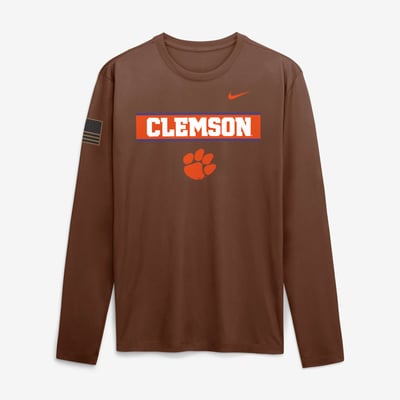 Clemson Tigers Nike 2026 Military Appreciation Dri-FIT Long Sleeve T-Shirt - Brown