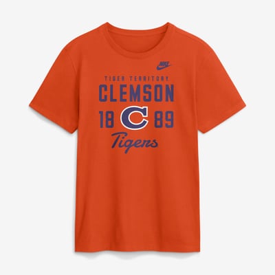  Clemson Tigers Nike Legacy Stacked Established T-Shirt - Orange