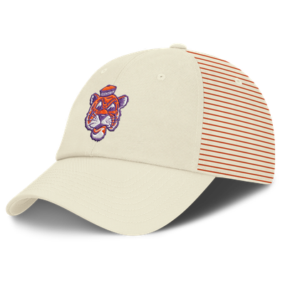 Clemson Tigers Nike Vault Logo Striped Club Adjustable Hat - White