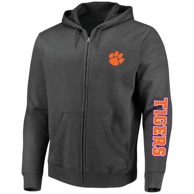Clemson Tigers Profile Big & Tall Full-Zip Hoodie - Heather Charcoal