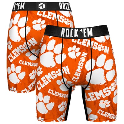  Clemson Tigers Rock Em All Over Logo Boxer Briefs - Orange