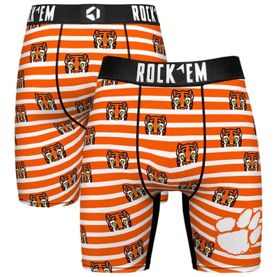  Clemson Tigers Rock Em Mascot Stripes Boxer Briefs - Orange