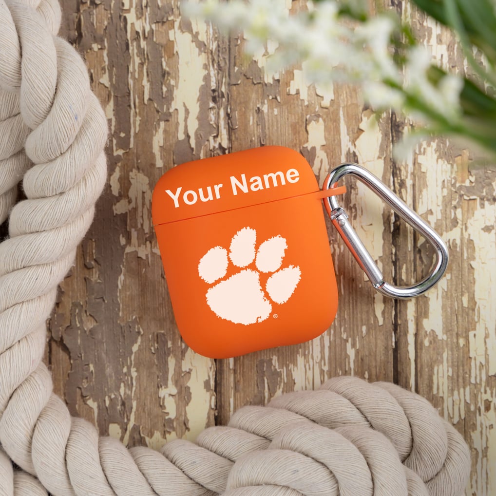 Clemson Tigers Personalized AirPods Case Cover - Orange