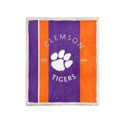 Clemson Tigers Pegasus Block Stripe 50" x 60" Ultra Cozy Sherpa Blanket