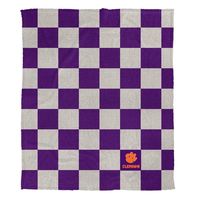 Clemson Tigers Pegasus Checkered Logo Patch 50" x 60" Cozy Knit Blanket
