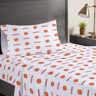 Clemson Tigers Pegasus Three-Piece Twin Sheet Set