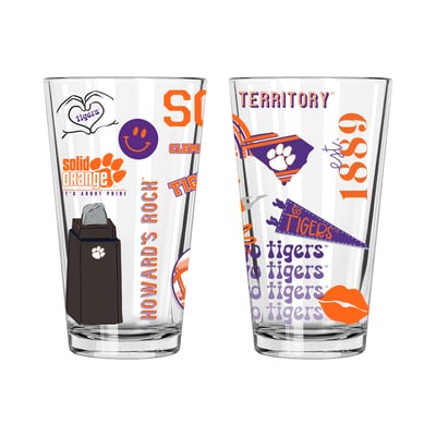 Clemson Tigers The Memory Company 2-Pack 16oz. Pint Glass Loco Design Set