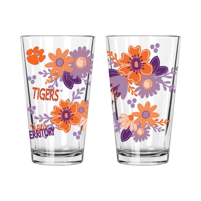 Clemson Tigers The Memory Company Two-Piece 16oz. Flowers Pint Glass Set