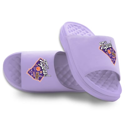 Clemson Tigers ISlide Unisex Landmark Motive Slide Sandals - Lavender