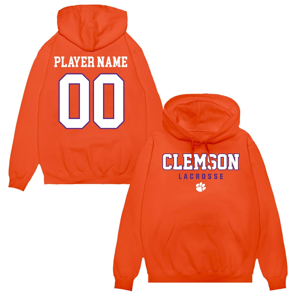 Clemson Tigers Unisex NIL Pick-A-Player Women's Lacrosse Pullover Hoodie - Orange