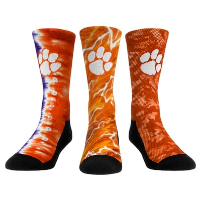 Clemson Tigers Rock Em Unisex Team Tones Three-Pack Crew Socks