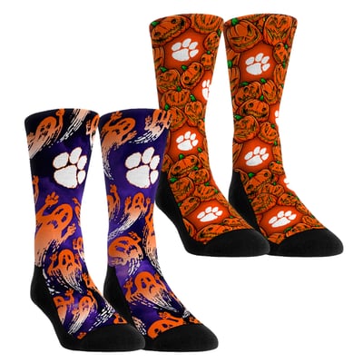  Clemson Tigers Rock Em Unisex Halloween Crew Socks 2-Pack Set - Orange