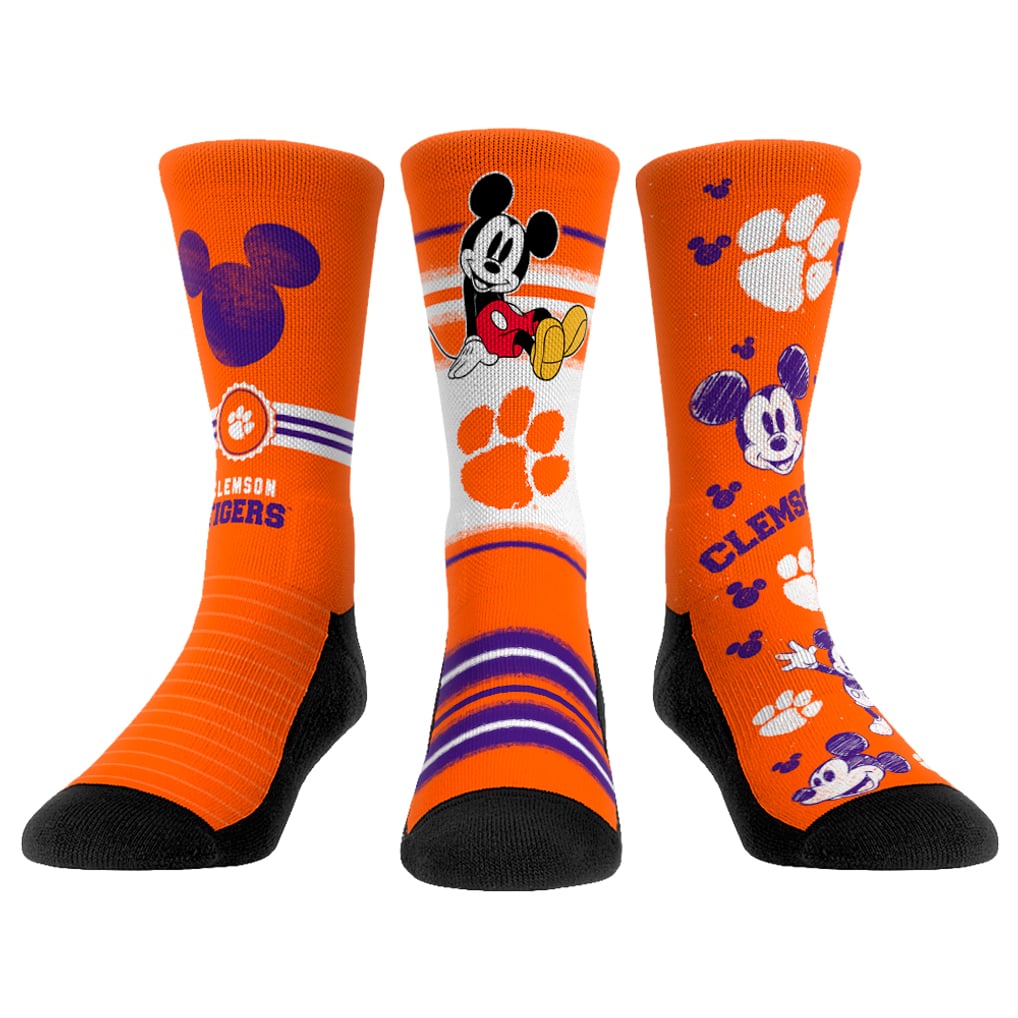 Clemson Tigers Rock Em Socks Unisex Disney Three-Pack Crew Socks