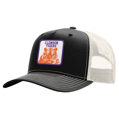  Clemson Tigers Unisex Uscape Apparel Wild Side Patch Trucker Adjustable Hat - Black