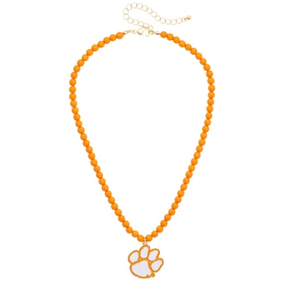 Clemson Tigers CANVAS Style Women's Beaded Logo Necklace
