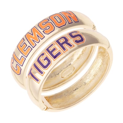Clemson Tigers CANVAS Style Women's Chunky Hinge Bangle Two-Piece Set