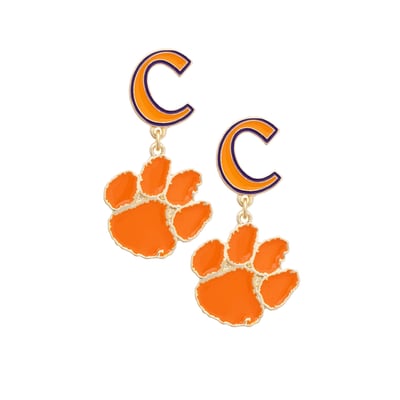 Clemson Tigers CANVAS Style Women's Enamel Drop Earrings