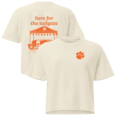 Clemson Tigers Comfort Colors Women's Here For The Tailgate Women's Cropped T-Shirt - Cream