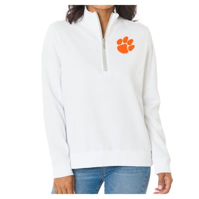 Clemson Tigers Flying Colors Apparel Women's Quinn Quarter-Zip Fleece - White
